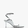 Sandale cu toc stiletto și ornamente The Victoria 75 din satin magneziu Sandale cu toc stiletto și ornamente The Victoria 75 din satin magneziu