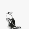 Sandale cu toc stiletto și ornamente The Victoria 75 din satin magneziu Sandale cu toc stiletto și ornamente The Victoria 75 din satin magneziu