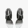 Sandale cu toc stiletto și ornamente The Victoria 75 din satin magneziu Sandale cu toc stiletto și ornamente The Victoria 75 din satin magneziu
