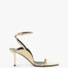 Sandale cu toc stiletto și ornamente The Victoria 75 din satin nisipiu Sandale cu toc stiletto și ornamente The Victoria 75 din satin nisipiu