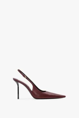The Victoria stiletto slingback 100 din piele burgundă The Victoria stiletto slingback 100 din piele burgundă