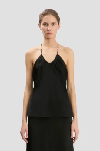 Top cami cu volane, negru