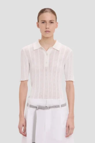 Tricou polo cu volane, alb